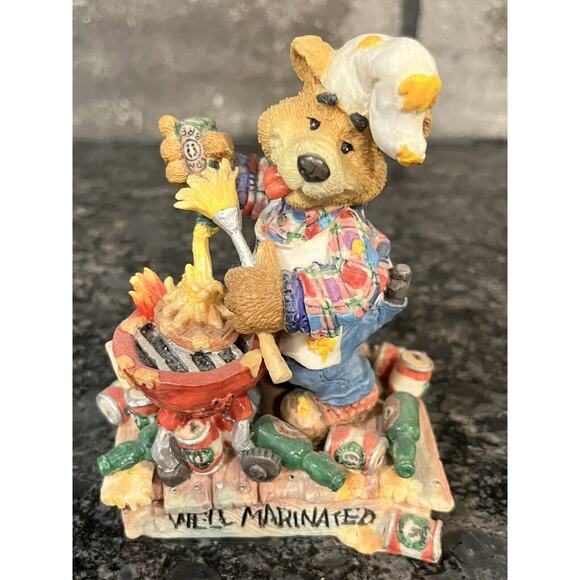 Enesco Moose Creek Crossing “Well Marinated” 1997 Bear Grilling Figurine #293156 - Picture 1 of 6